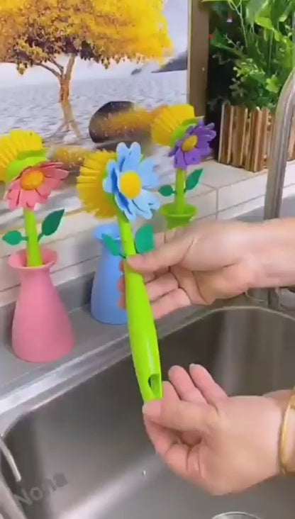 فرشه تنظيف الصحون والأحواض شكل زهره عباد الشمس